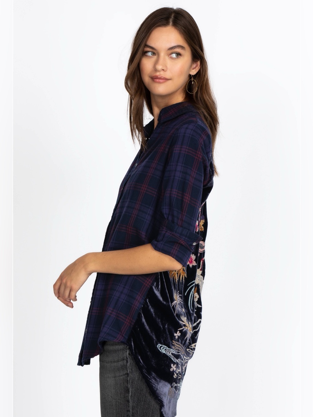 Johnny Was EMIKO VELVET BACK OVERSIZED SHIRT